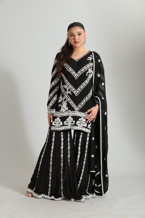 Ruhani Hand-Embroidered Georgette Set