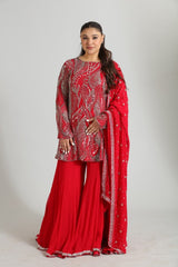 Aarvah — Hand Embroidered Kurta Sharara Set