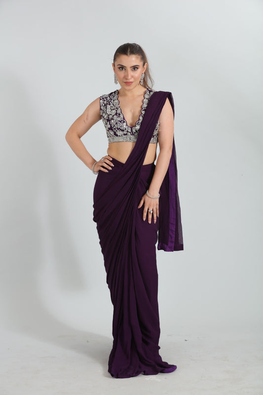 Naaz Hand-Embroidered Drape Saree