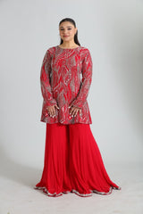 Aarvah — Hand Embroidered Kurta Sharara Set