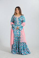 Nayab — Black on White Hand-Embroidered Sharara Set