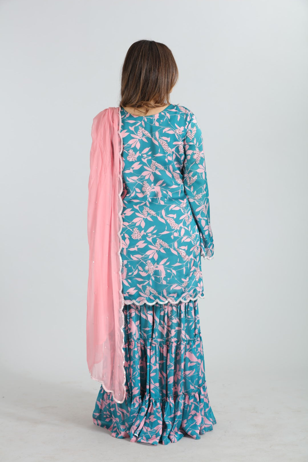 Nayab — Black on White Hand-Embroidered Sharara Set