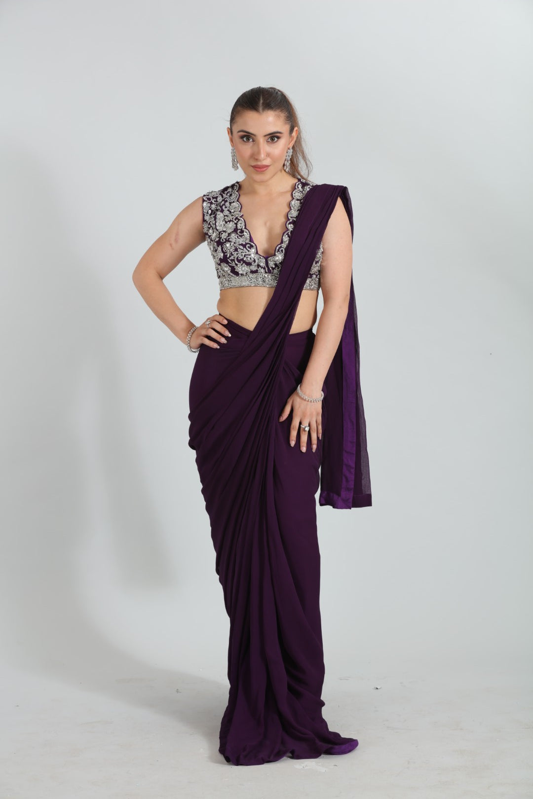 Naaz Hand-Embroidered Drape Saree
