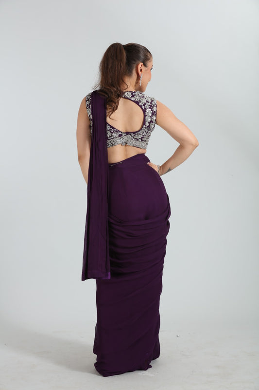 Naaz Hand-Embroidered Drape Saree