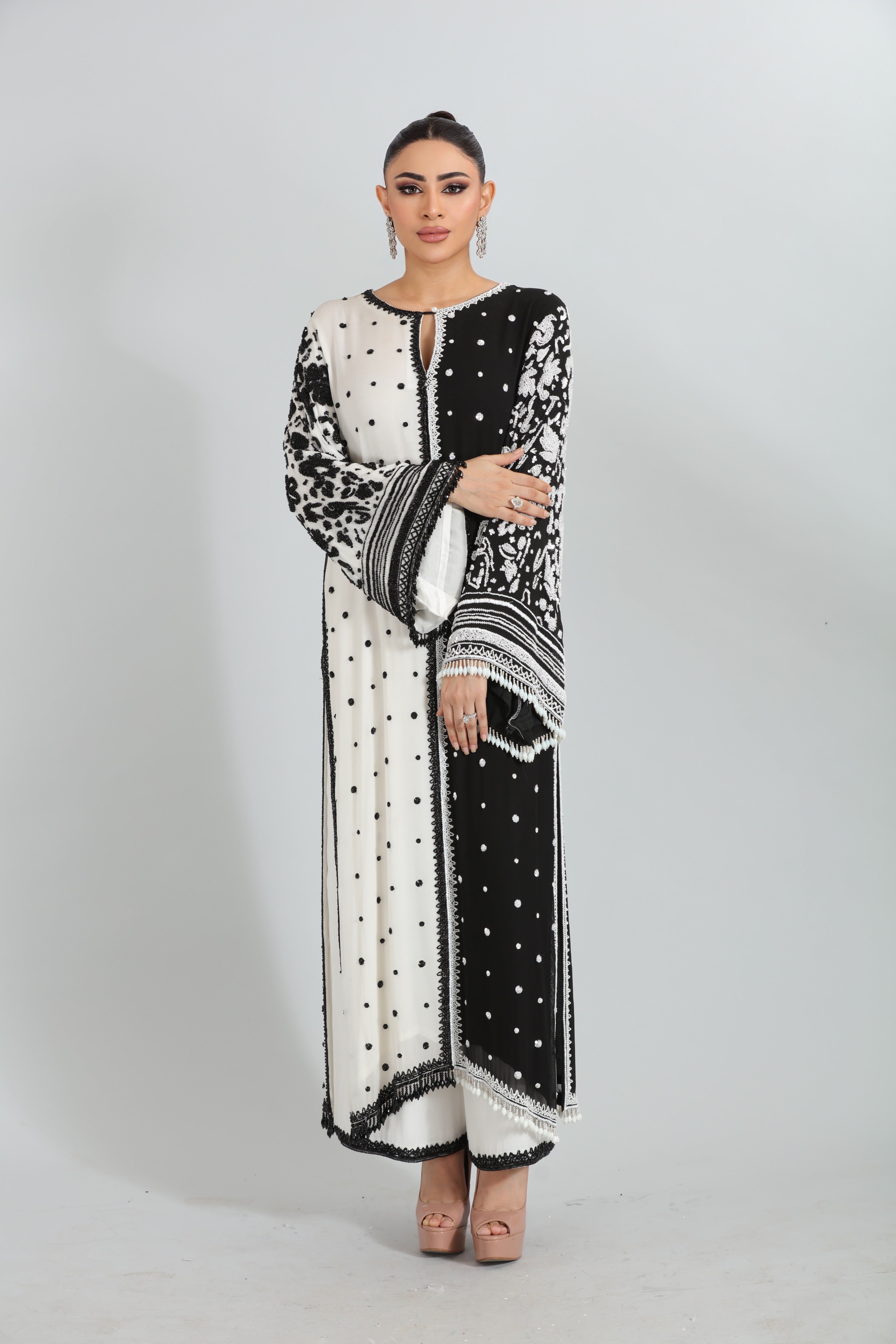 Monochrome Embroidered Georgette Kurta Set