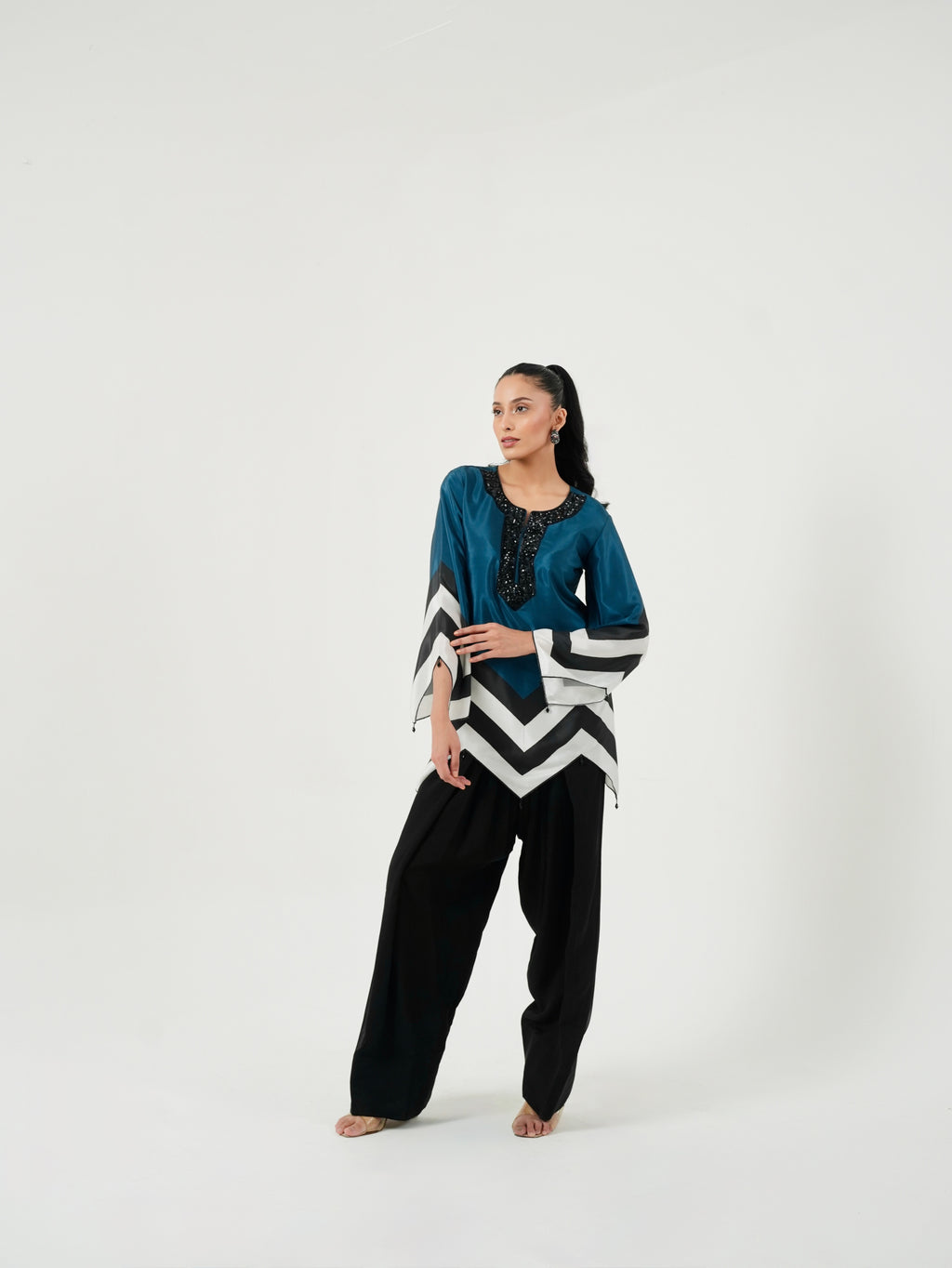 Dark Blue Hand Embroidered Kurta Set