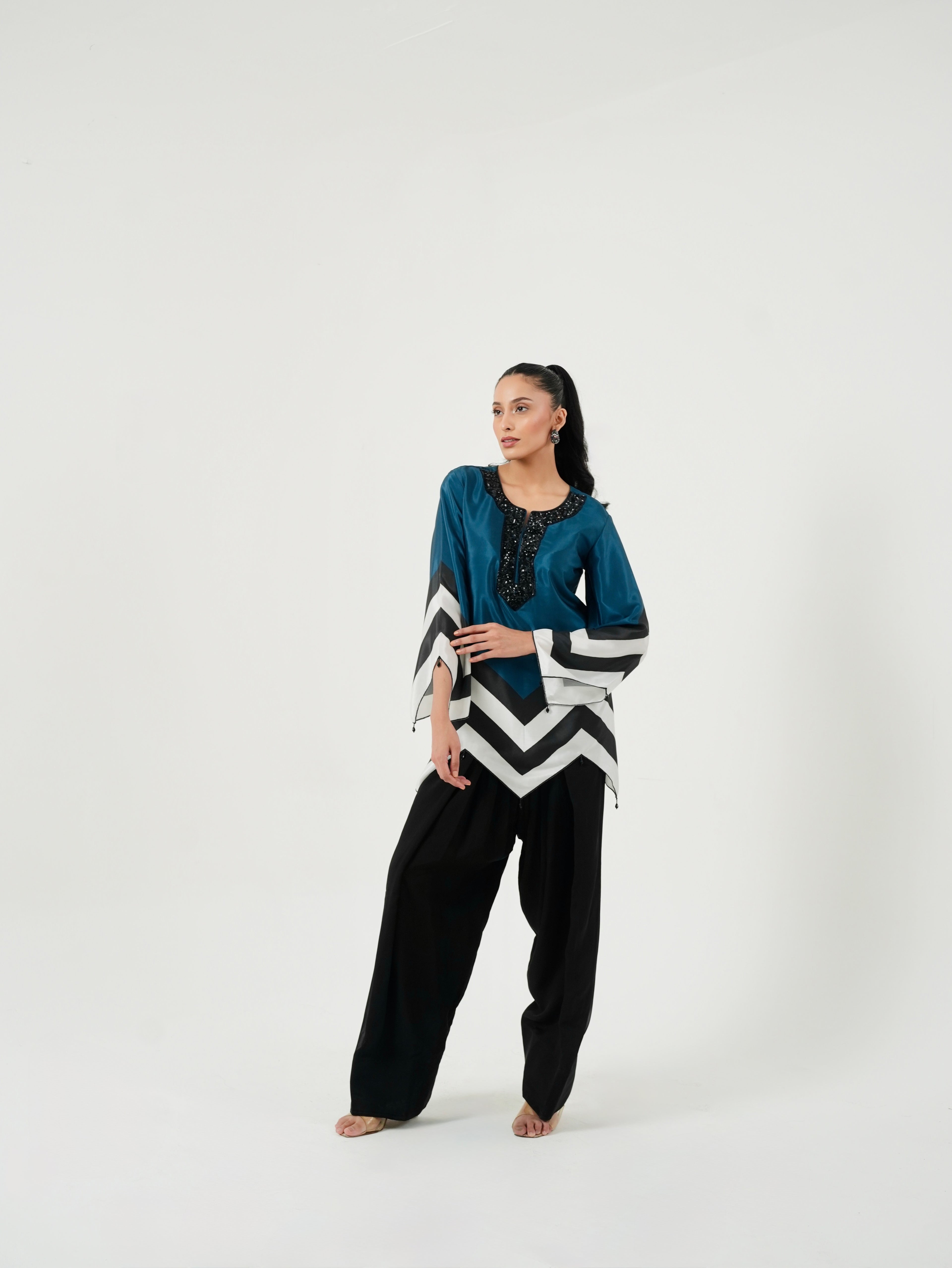 Dark Blue Hand Embroidered Kurta Set