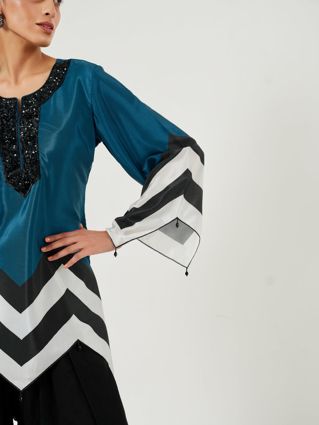 Dark Blue Hand Embroidered Kurta Set