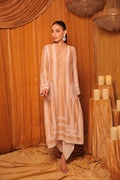 Beige Block Printed Embroidered Kurta Set