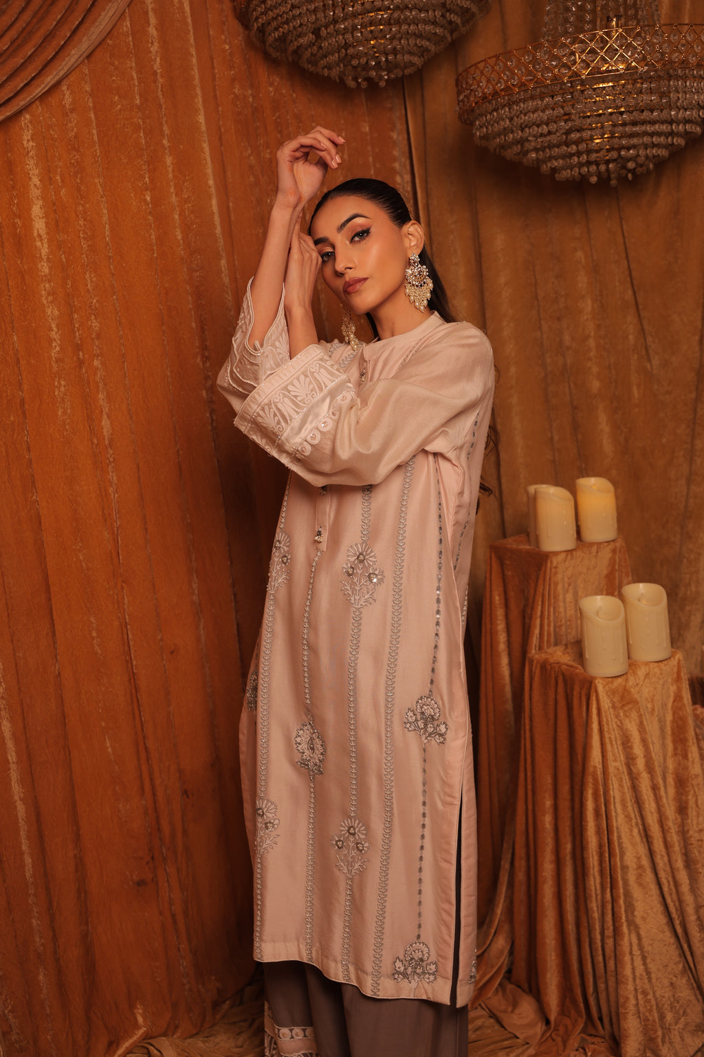 White & Black Embroidered Kurta Set