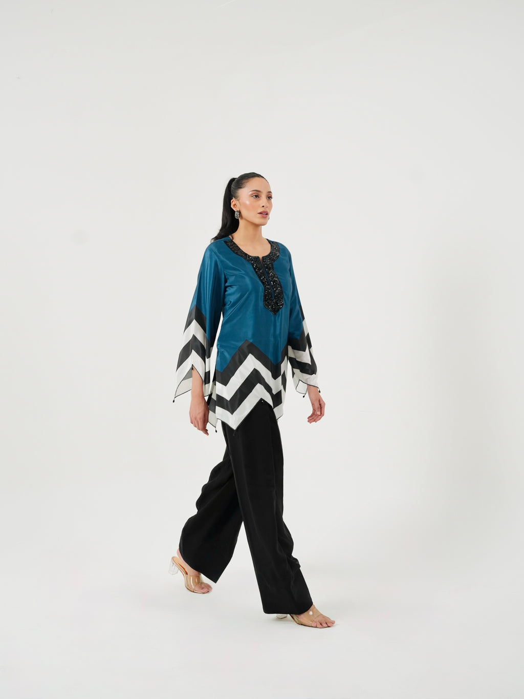 Dark Blue Hand Embroidered Kurta Set