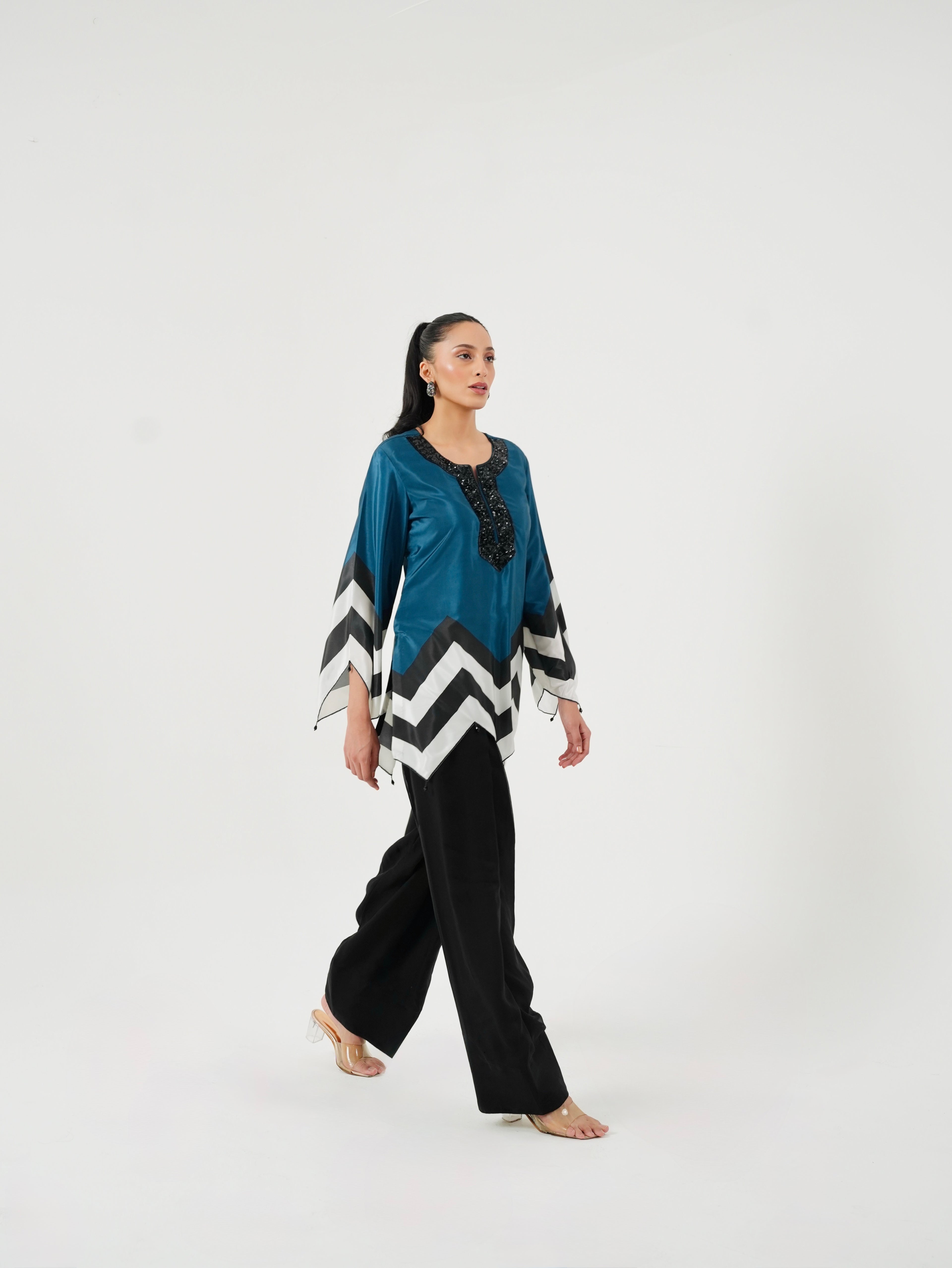 Dark Blue Hand Embroidered Kurta Set