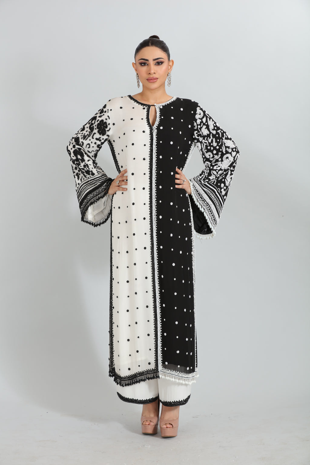 Monochrome Embroidered Georgette Kurta Set