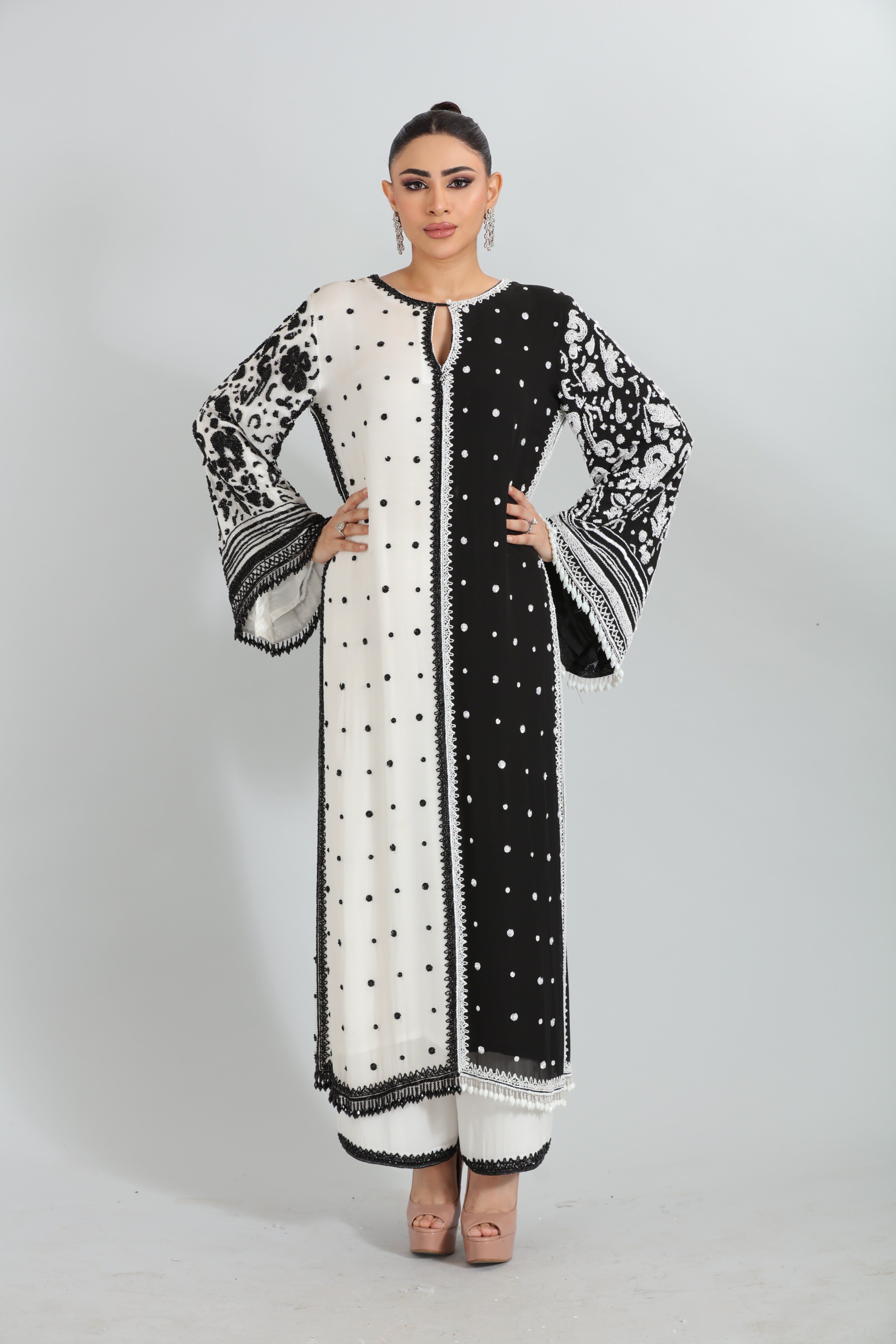 Monochrome Embroidered Georgette Kurta Set