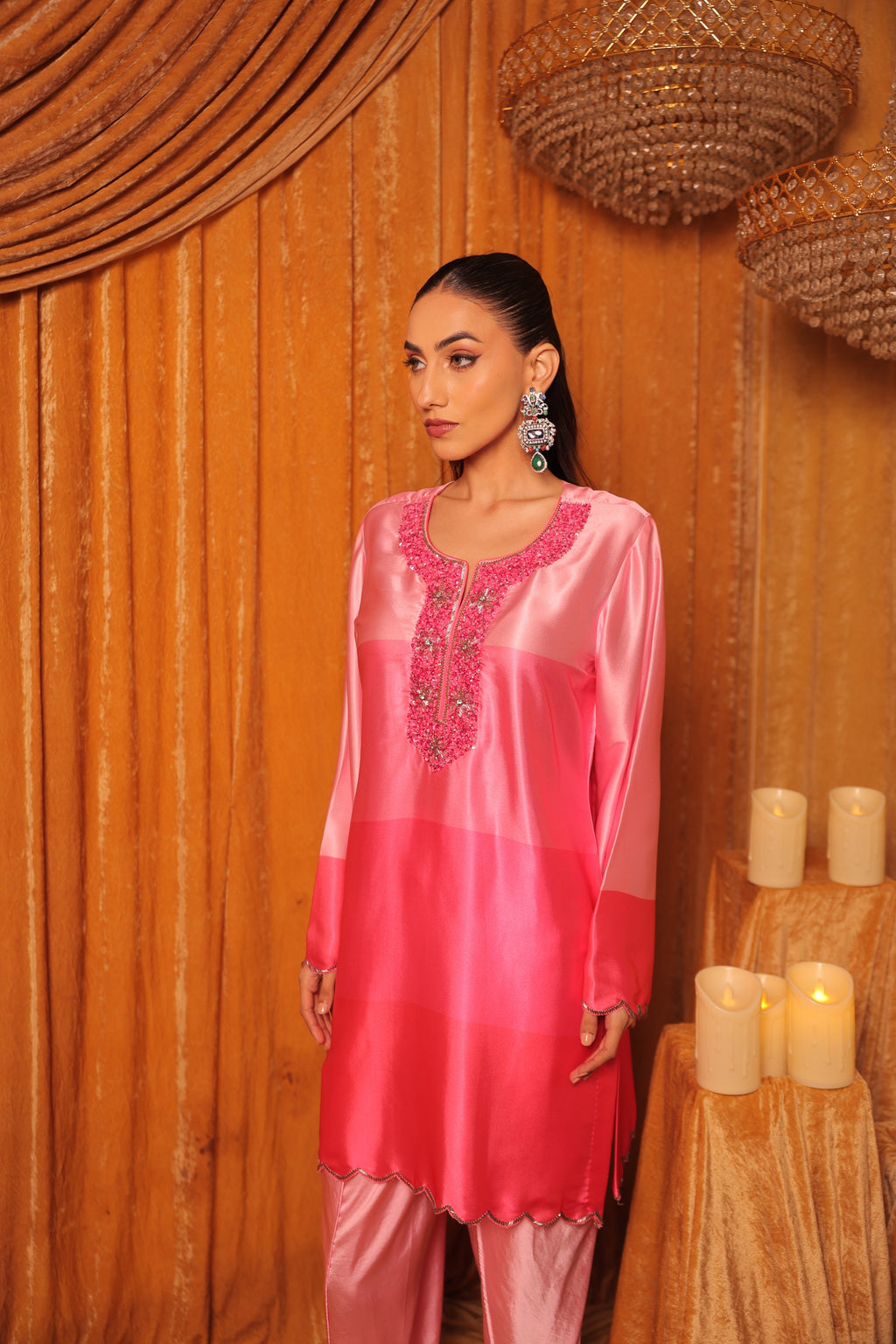 Pink Shaded Kurta Set