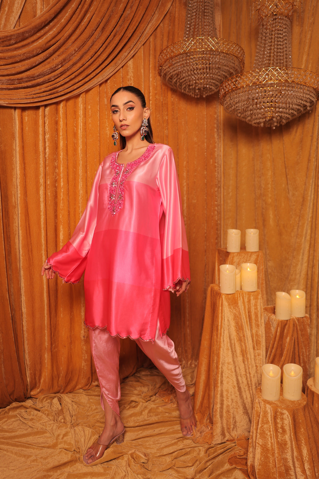Pink Shaded Kurta Set