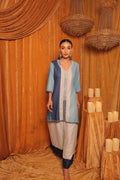 Blue Panel Linen Kurta Set