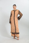 Beige & Black Embroidered Georgette Kurta Set