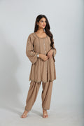 Sand Beige Mirror Work Kurta Set