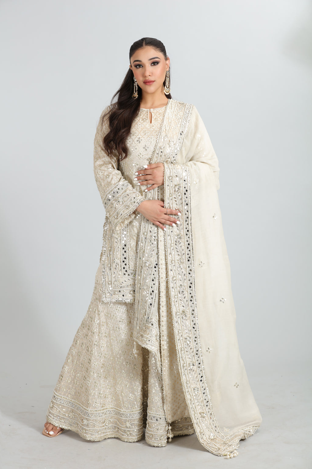 Ivory Chanderi Gotta Patti Sharara Set
