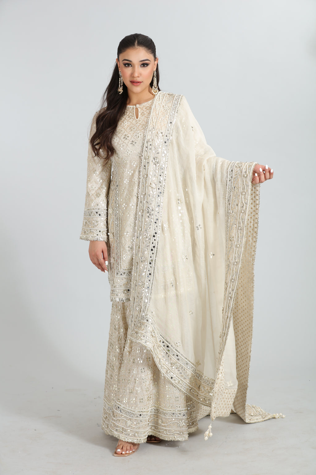 Ivory Chanderi Gotta Patti Sharara Set
