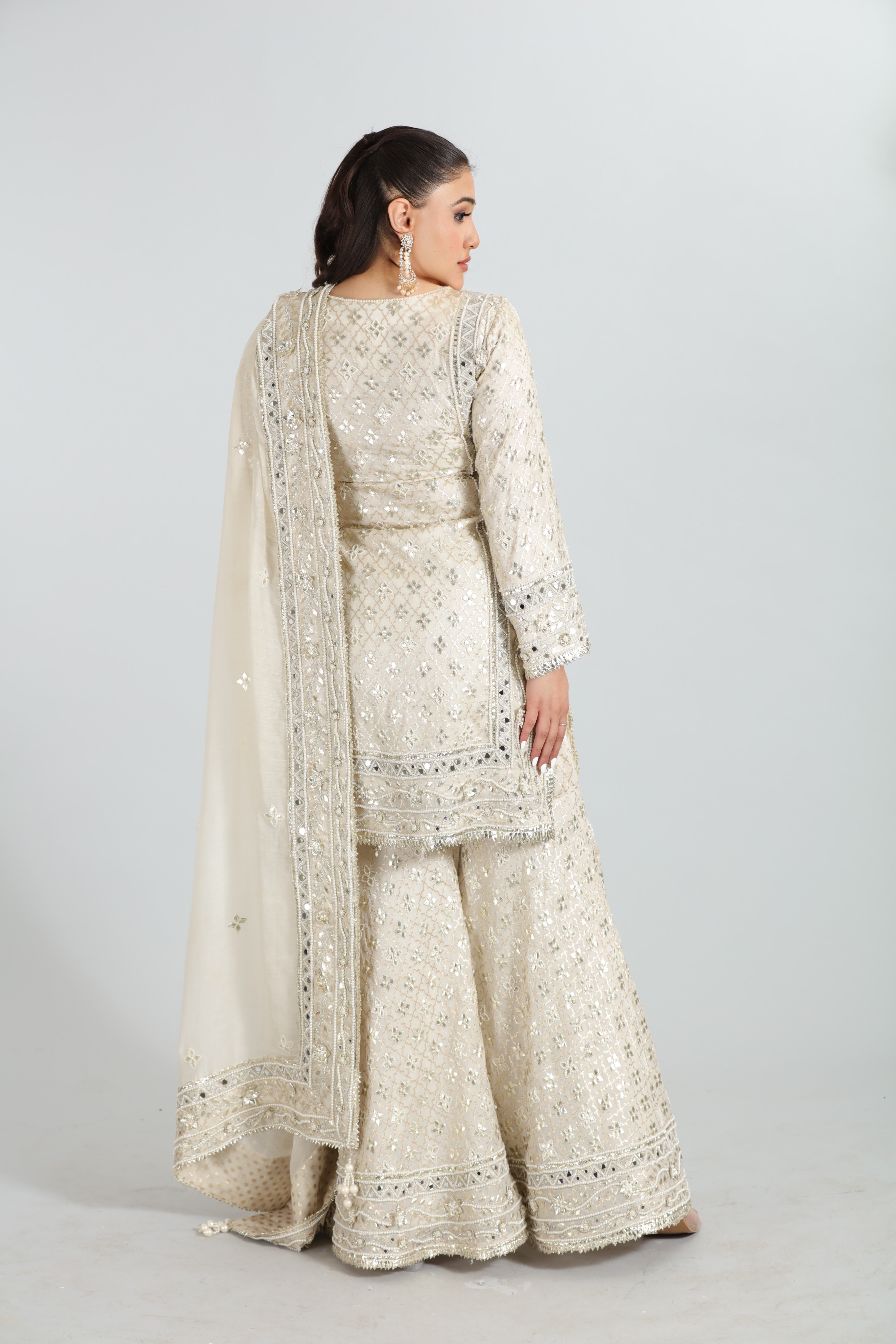 Ivory Chanderi Gotta Patti Sharara Set