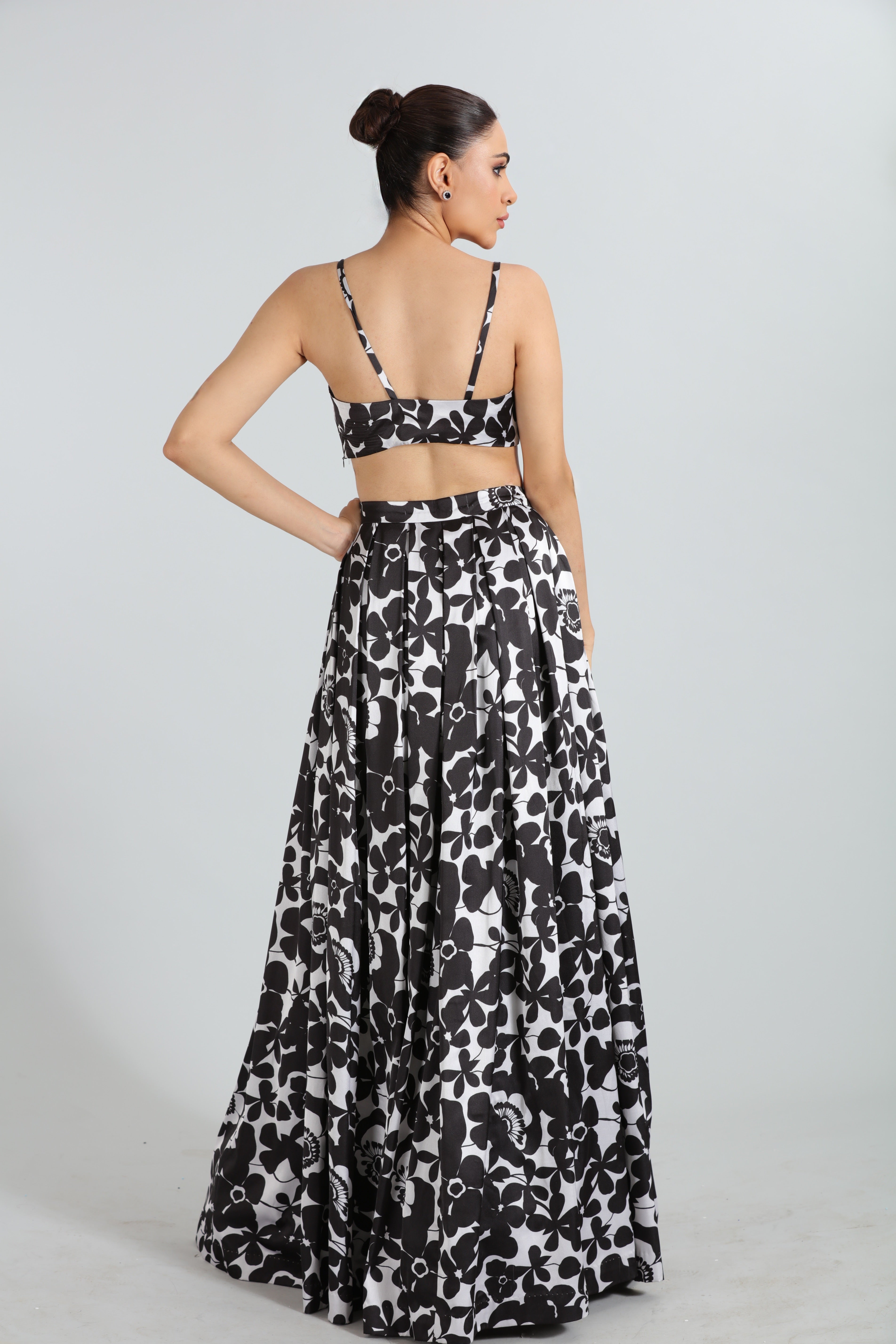 Chic Noir Floral Fusion Wear Set