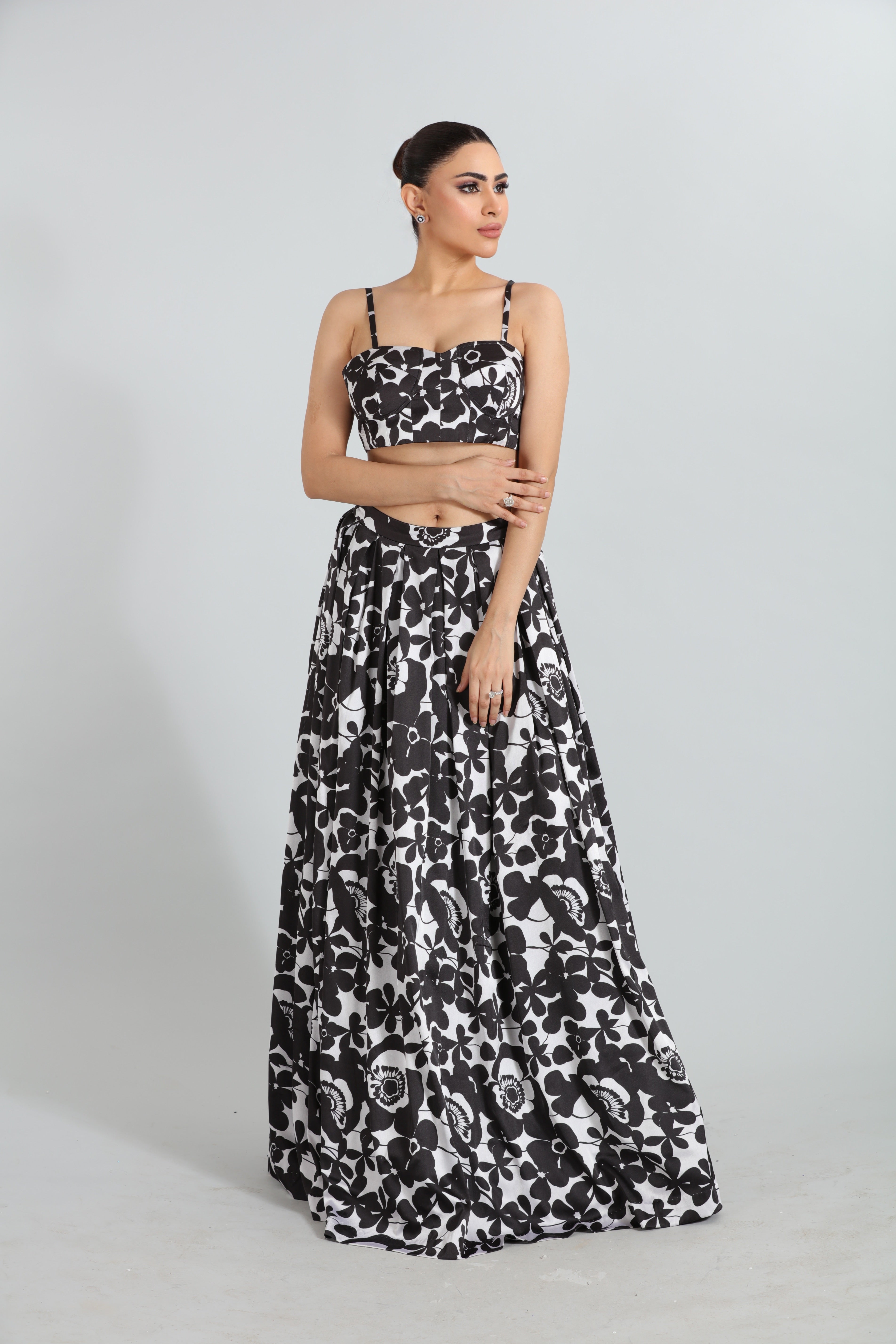 Chic Noir Floral Fusion Wear Set