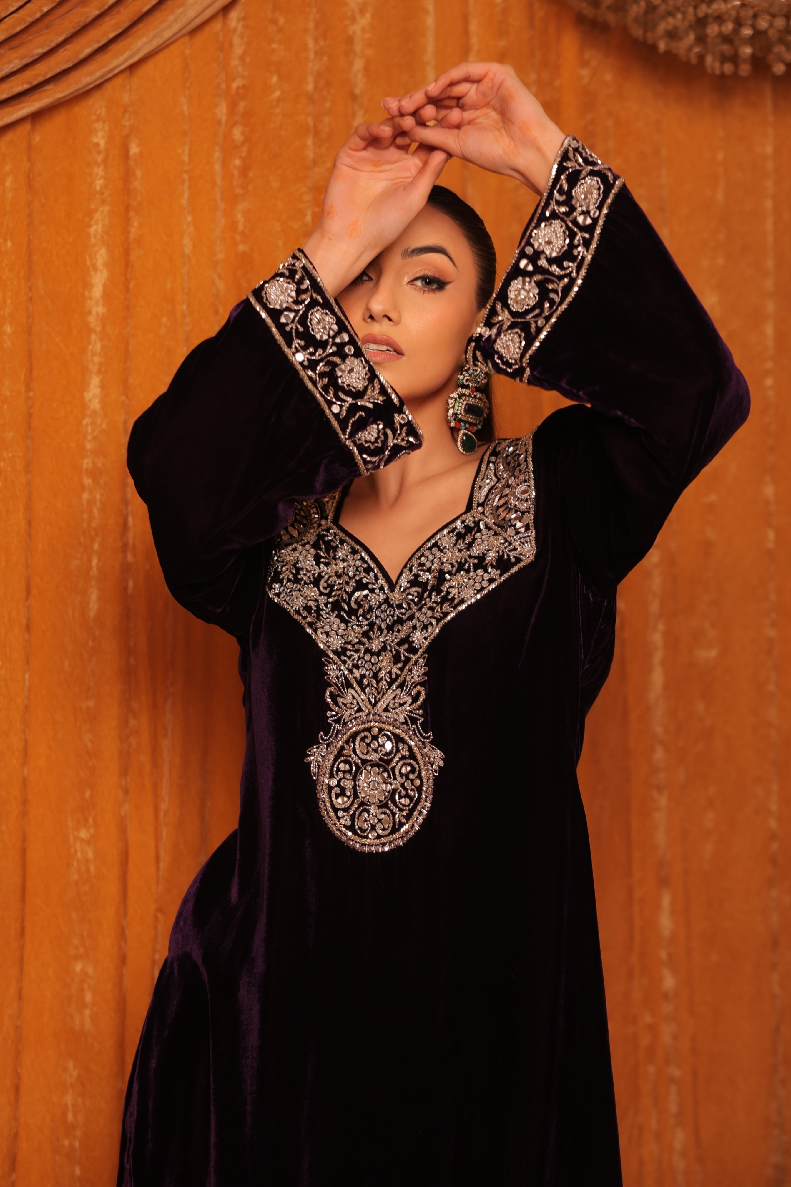 Pure Velvet Black Embroidered