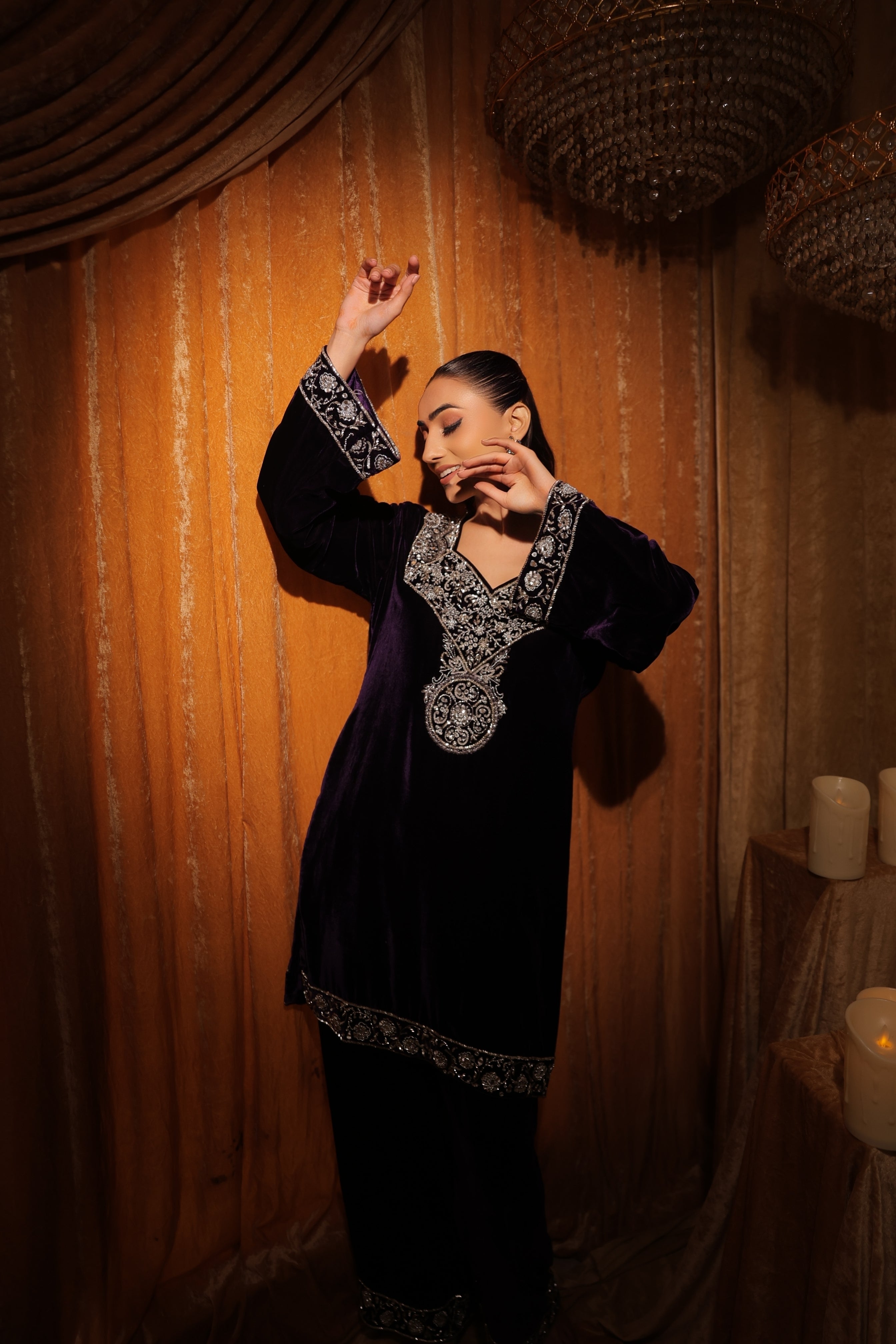 Midnight Velvet Embroidered Kurta Set