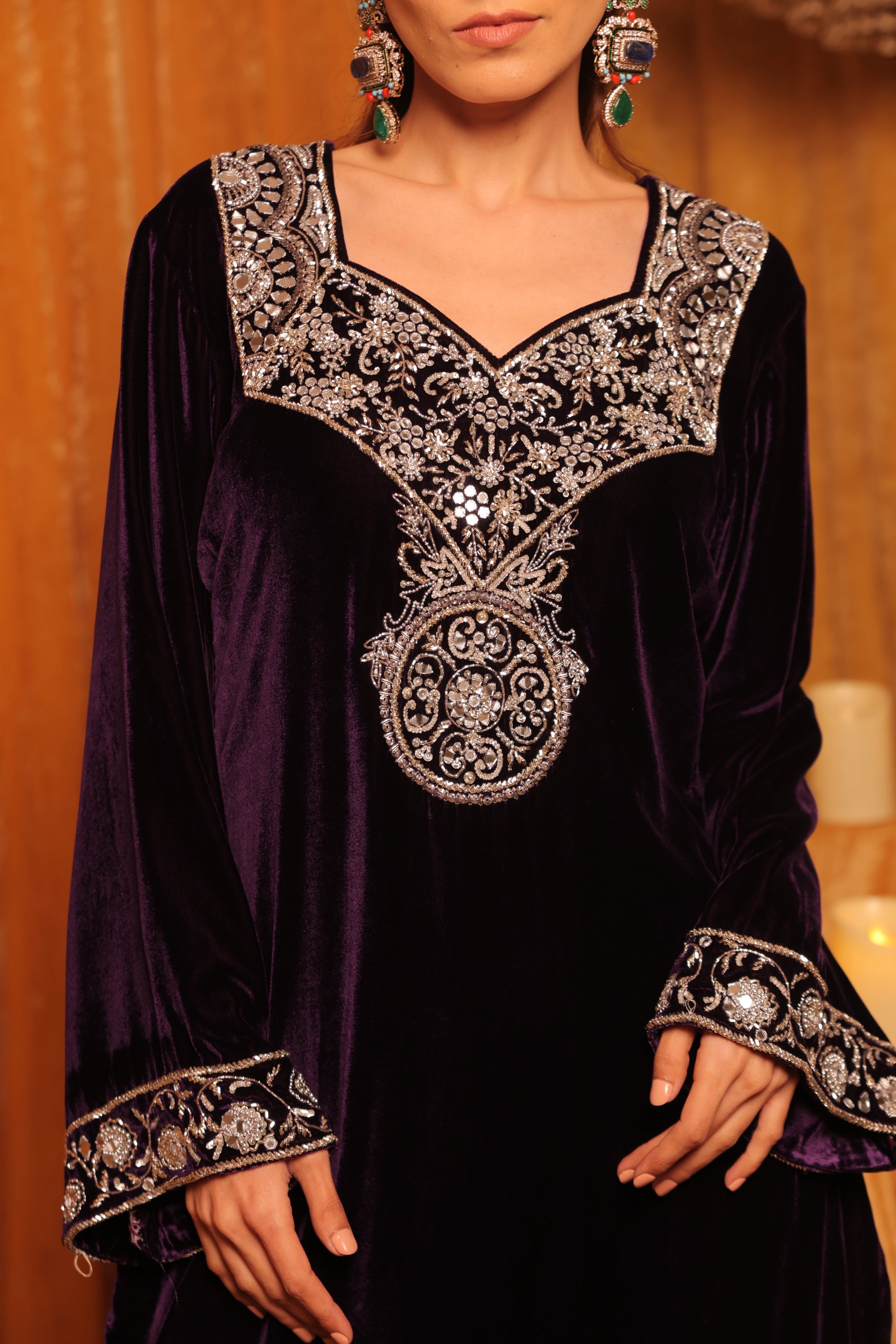 Pure Velvet Black Embroidered