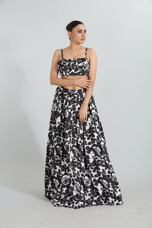 Amaira  Printed Satin Lehenga Set