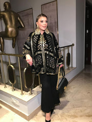 Hand embroidered velvet cape