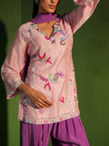 Blush Pink and Purple Hand Embroidered Salwar Set