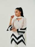 Ivory Chevron kurta hand embroidery detail