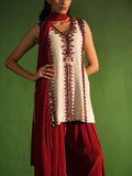 Ivory and Maroon Hand Embroidered Salwar Set