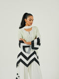 Mint Green Chevron hand embroidered kurta set with white Farshi salwar