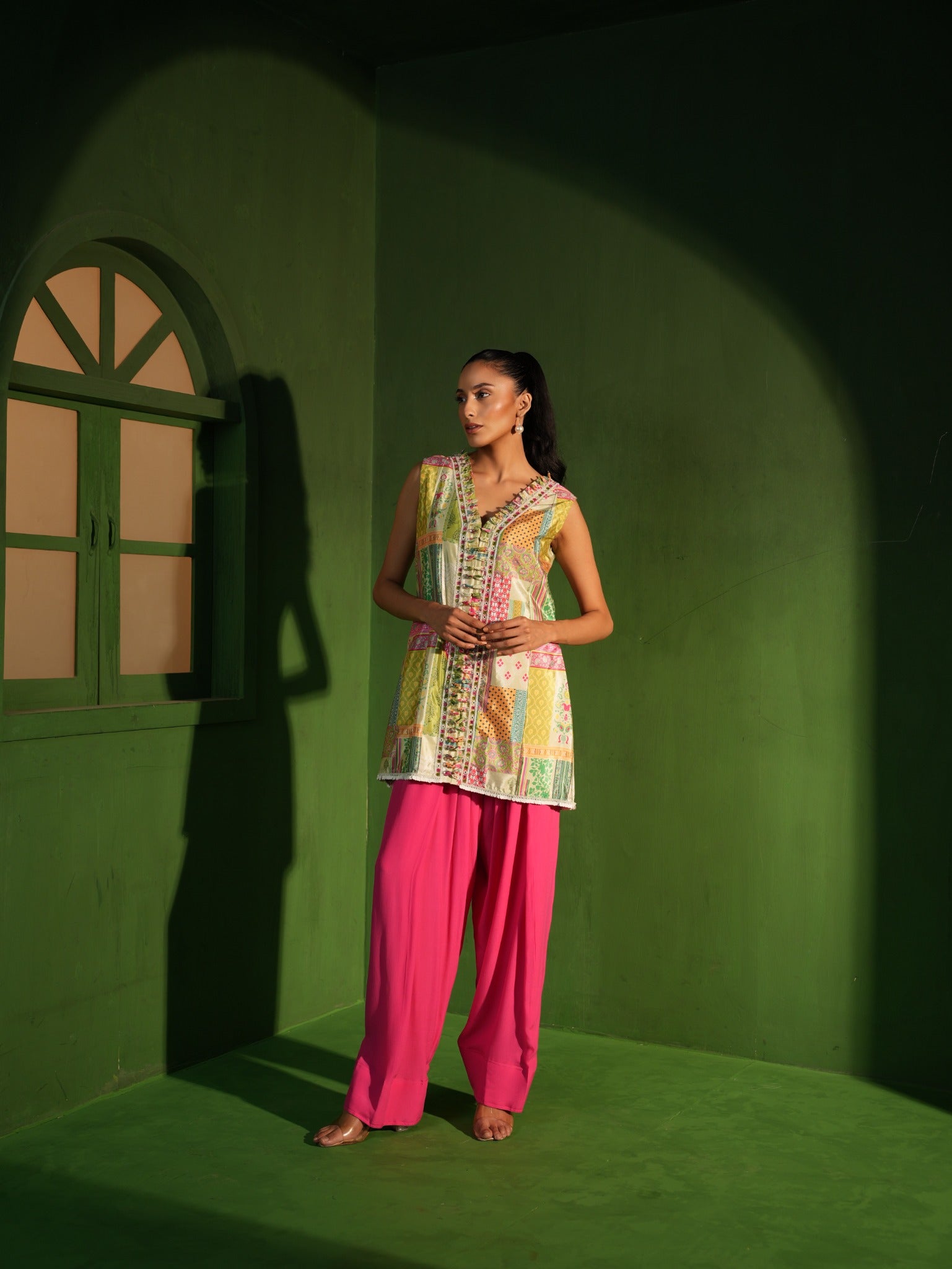 Pink Floral Salwar Set - front view