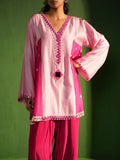 Powder Pink and Raspberry Hand Embroidered Salwar Set
