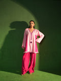 Powder Pink and Raspberry Hand Embroidered Salwar Set - View 2