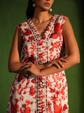 Red and White Floral Salwar Set